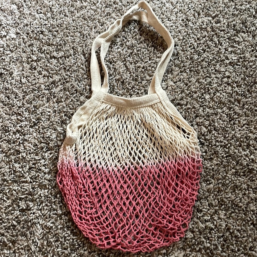 NWOT pink and cream net bag
